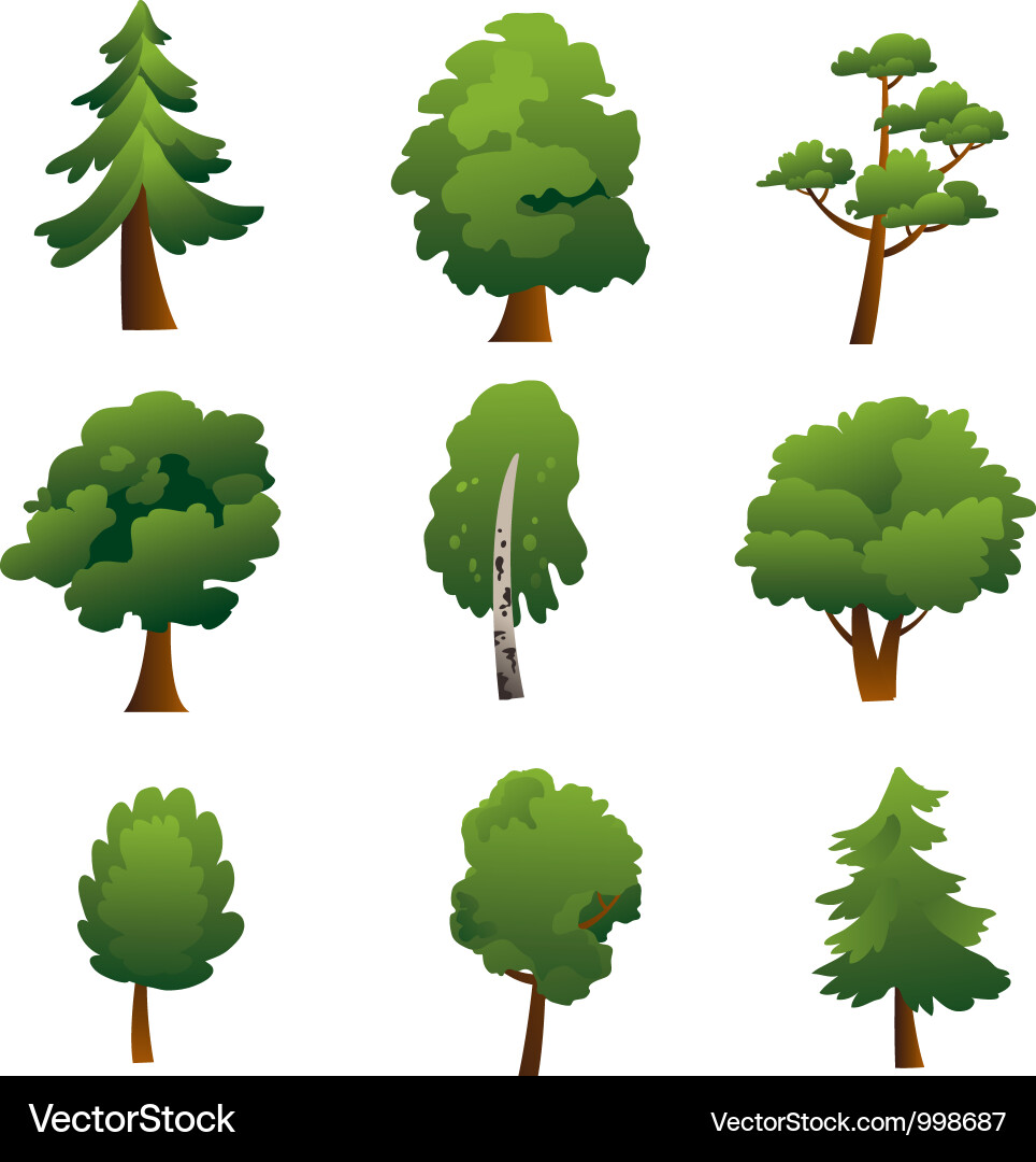 Tree Collection - Diverse Styles vector image