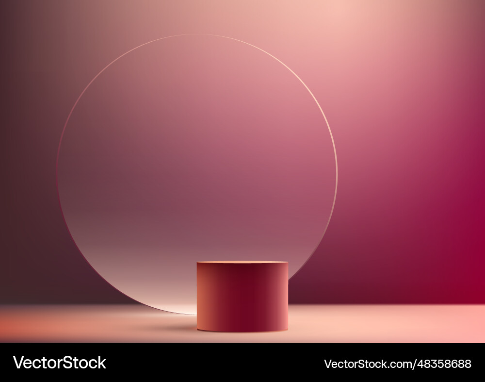 3d realistic mockup display empty red podium 3d realistic mockup display empty red podium vector image