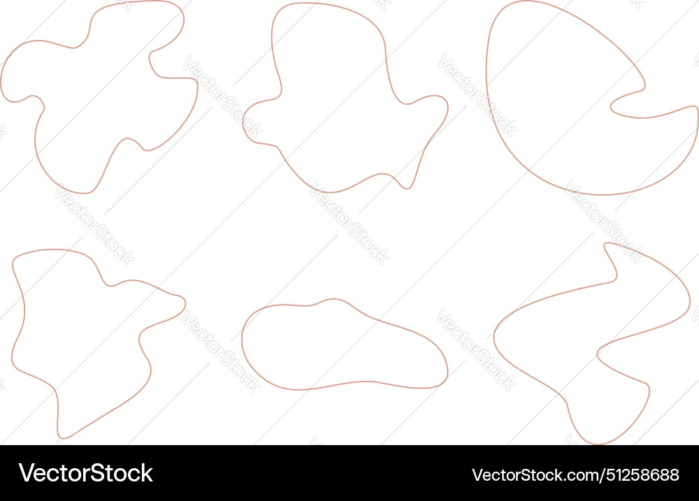 Abstract fluid linear shape set black Vector Image