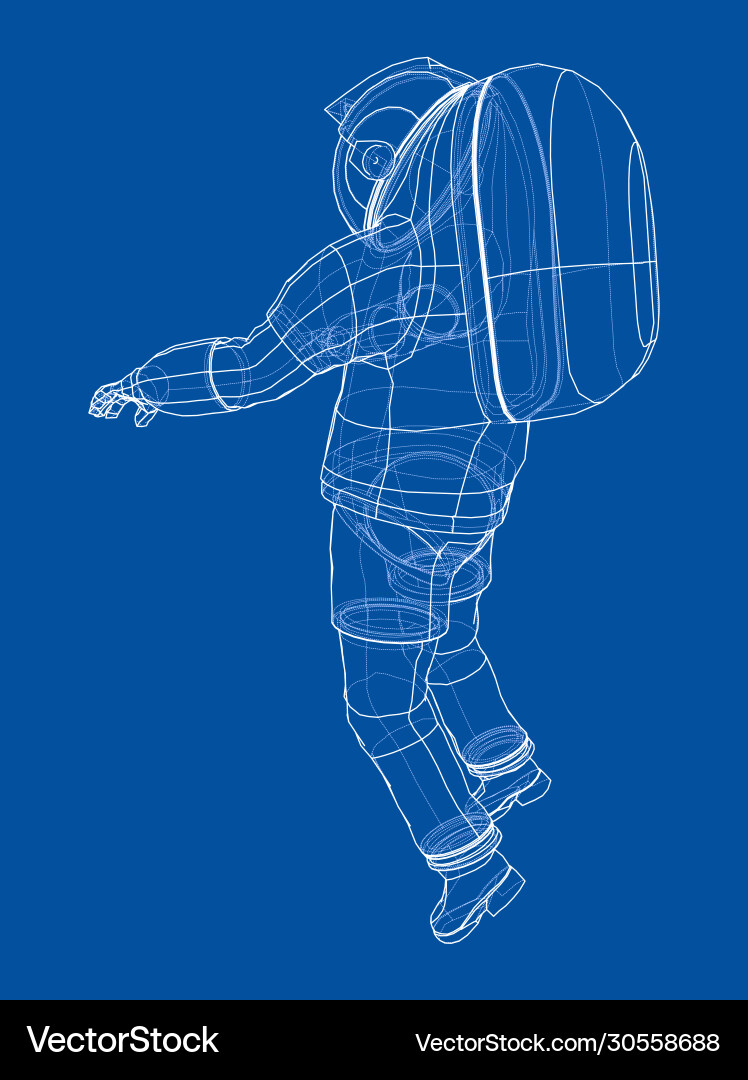 Astronaut in Space Wireframe Rendering vector image