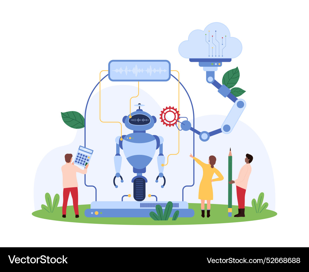 Creation of chat bot assistant with ai tiny Creation of chat bot assistant with ai tiny vector image