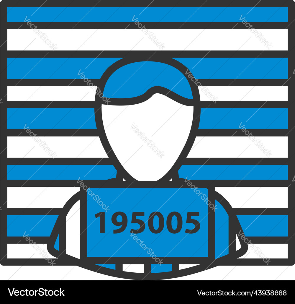 Prisoner in front of wall with scale icon Prisoner in front of wall with scale icon Vector Image