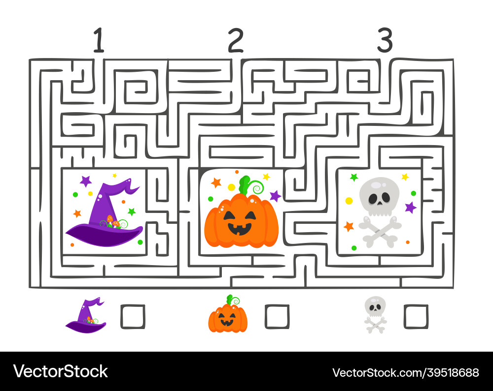Rectangular halloween maze labyrinth game for kids