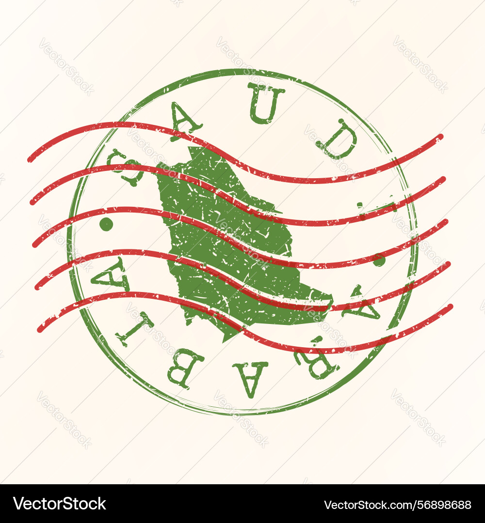 Saudi arabia stamp postal map Saudi arabia stamp postal map Vector Image