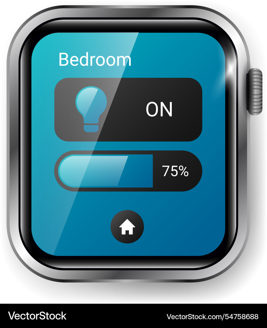 Smartwatch ui controlling smart lamp brightness vector image