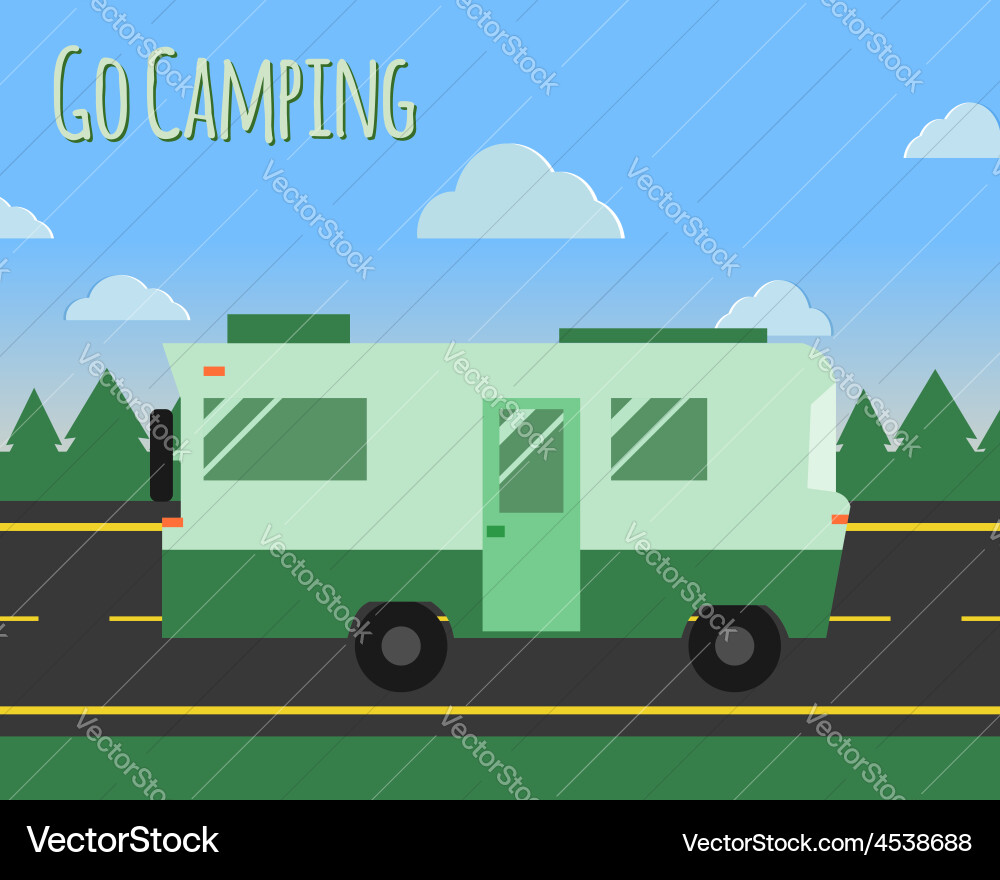 Summer camp travel poster logo badge motorhome vector image