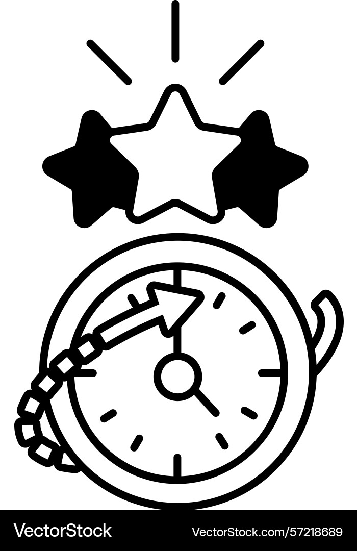 A clock with three stars on it and an arrow A clock with three stars on it and an arrow vector image