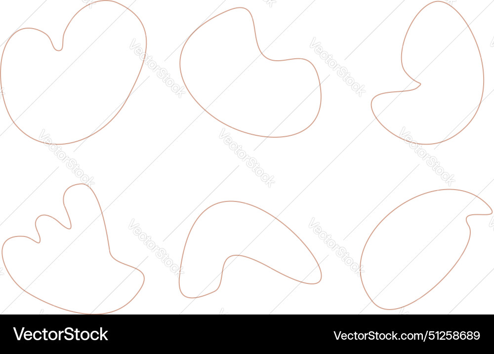 Abstract fluid linear shape set black Vector Image