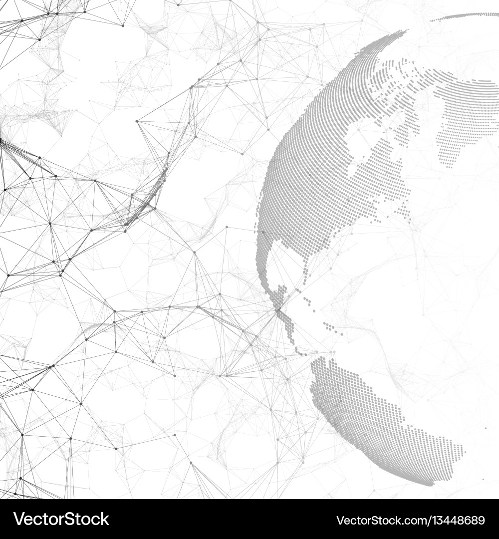 Connected Globe with Dots Vector Image