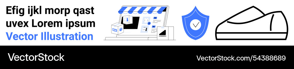 E-commerce storefront and security shield E-commerce storefront and security shield vector image
