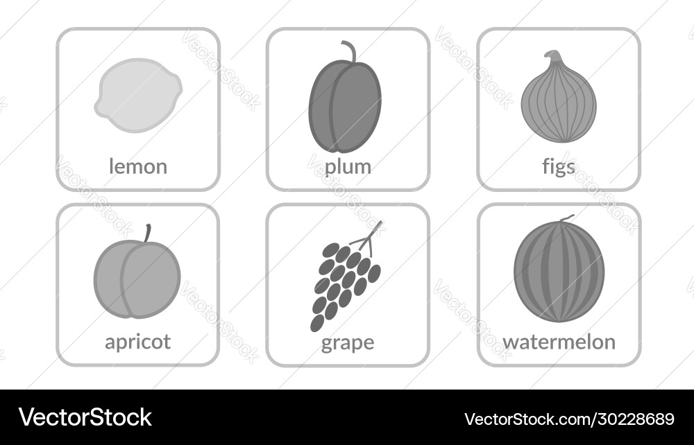 Fruits and berries objects icons set isolated Fruits and berries objects icons set isolated vector image