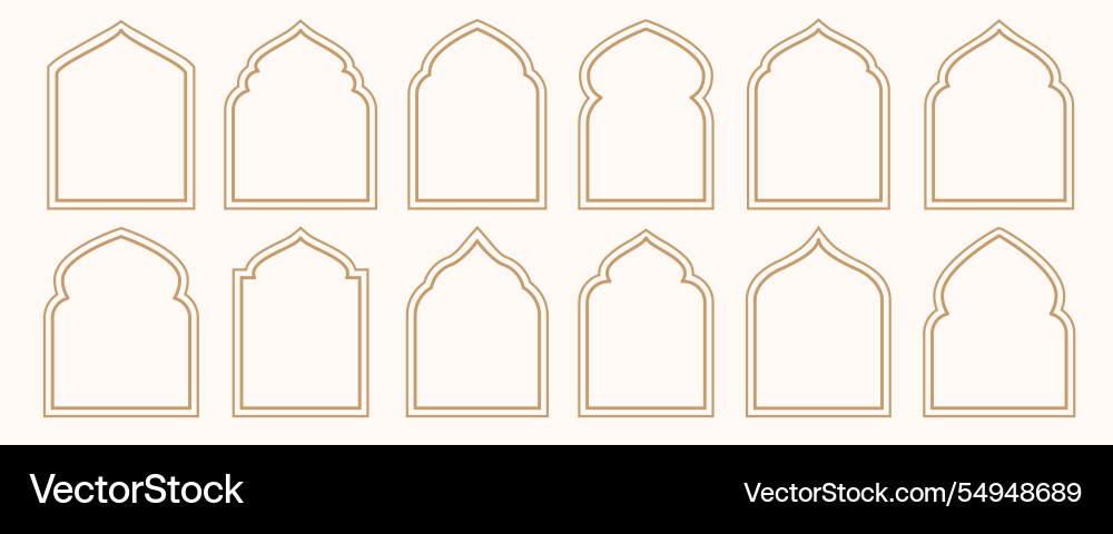 Islamic windows and arches set modern color style Vector Image