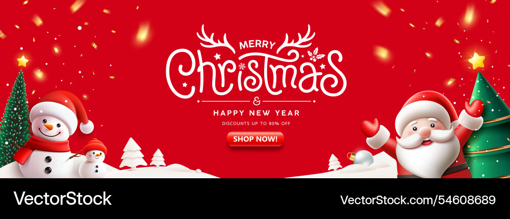 Merry christmas happy new year santa and snowman Merry christmas happy new year santa and snowman vector image