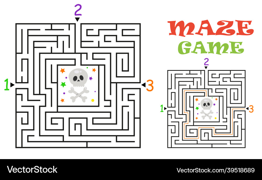 Rechteckige Halloween Labyrinth Spiel für Kinder Rechteckige Halloween Labyrinth Spiel für Kinder vektorbild