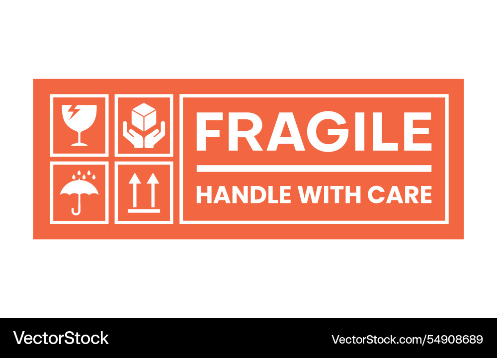 Sticker fragile handle with care red Sticker fragile handle with care red vector image