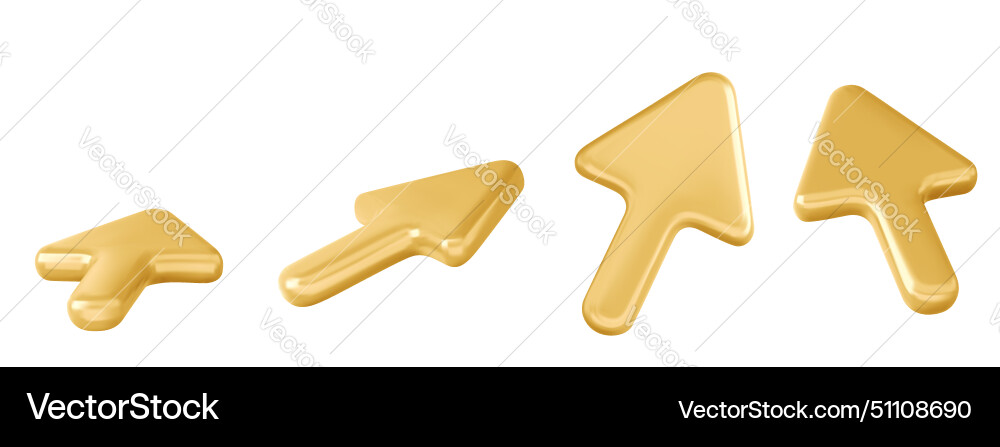 3d gold cursor arrow click pointer set 3d gold cursor arrow click pointer set Vector Image