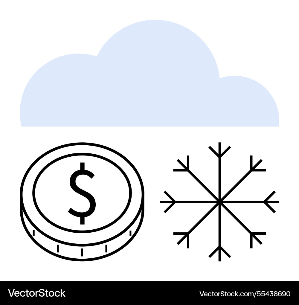 Cloud storage concept with coin and snowflake Cloud storage concept with coin and snowflake vector image