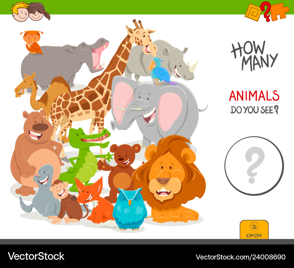 Counting cartoon wild animals educational game Counting cartoon wild animals educational game vector image