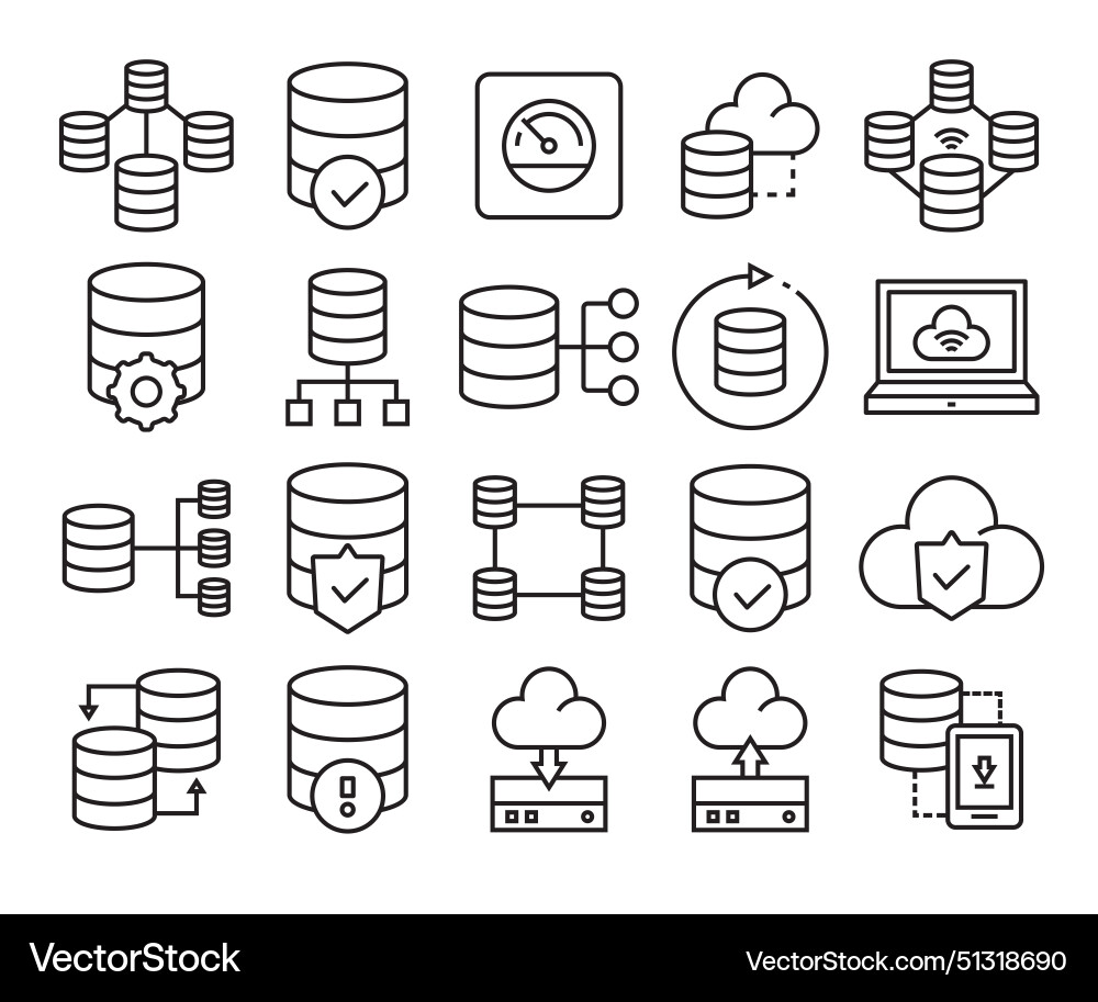 Database and network icons Database and network icons vector image