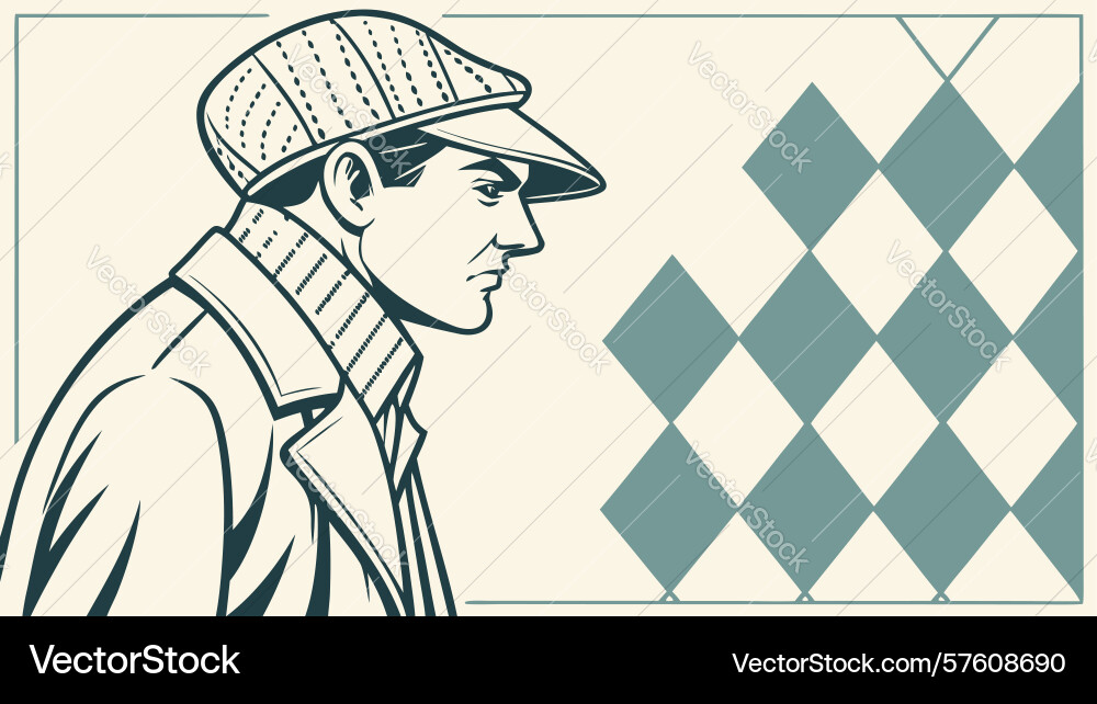 Man in flat cap and argyle pattern gentlemanly vector image