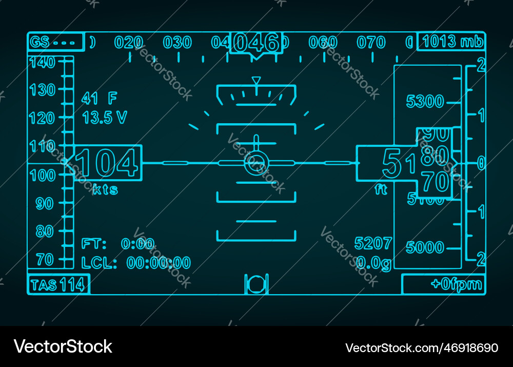 Mini EFIS Blueprint Schematic Vector Image