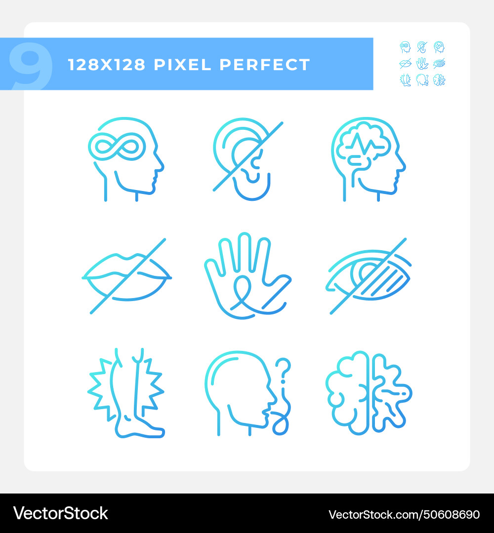 People with perception disorders gradient linear vector image