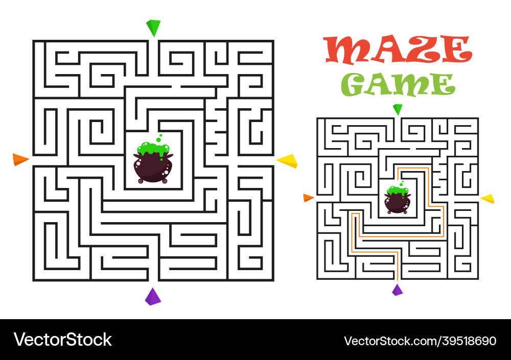 Rectangular halloween maze labyrinth game for kids