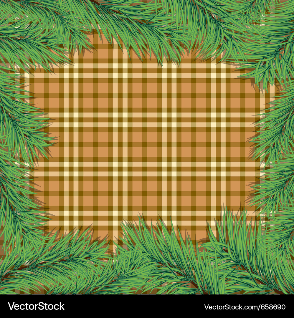 Scottish background with christmas tree branch Vector Image