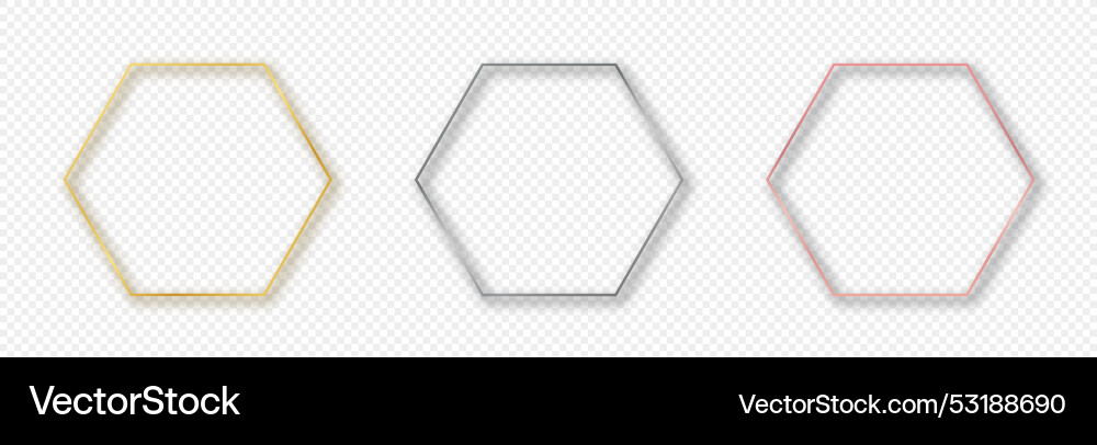 Set of three hexagon frames Set of three hexagon frames vector image