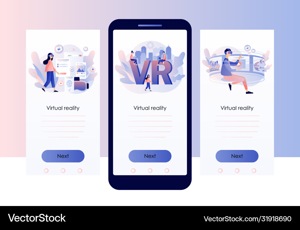 Virtual reality concept tiny people using Virtual reality concept tiny people using vector image