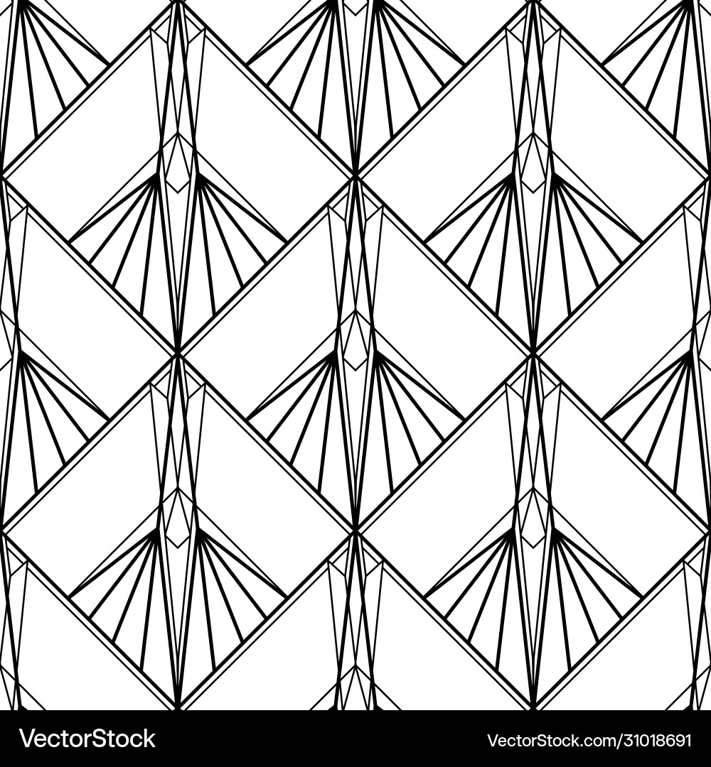 Art deco pattern black white background Royalty Free Vector