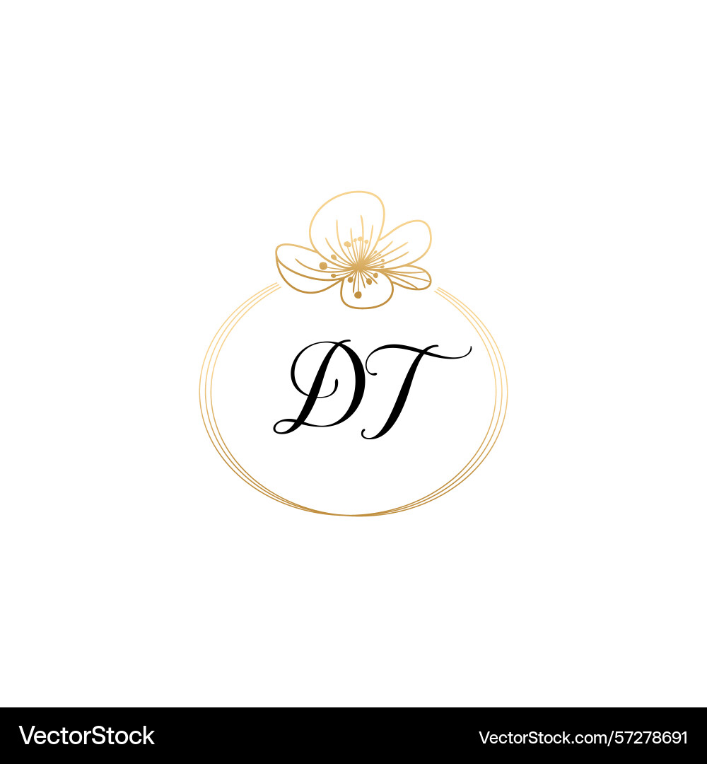 Botanical monogram logos with initial dt Botanical monogram logos with initial dt Vector Image