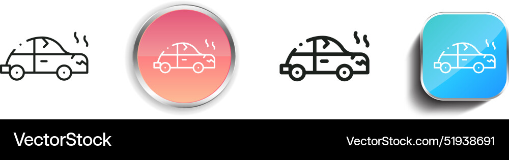 Broken car icon thin linear regular and button vector image