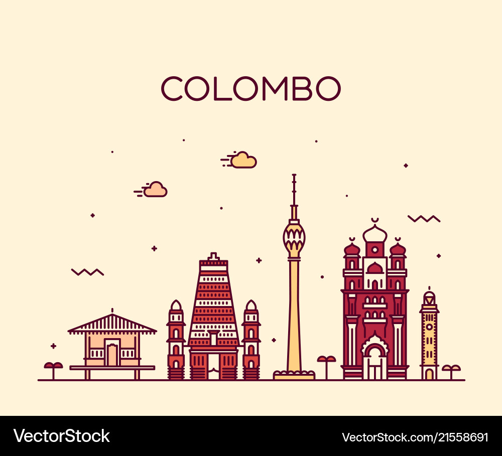Colombo skyline sri lanka linear style Colombo skyline sri lanka linear style vector image