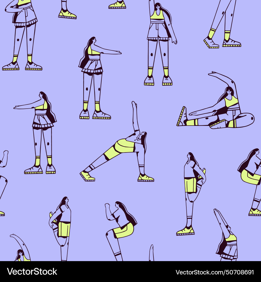 Contour print of physical exercises on fabric Vector Image
