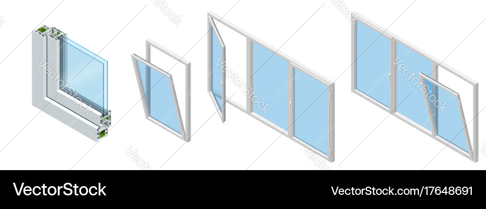 Cross section through a window pane pvc profile Vector Image