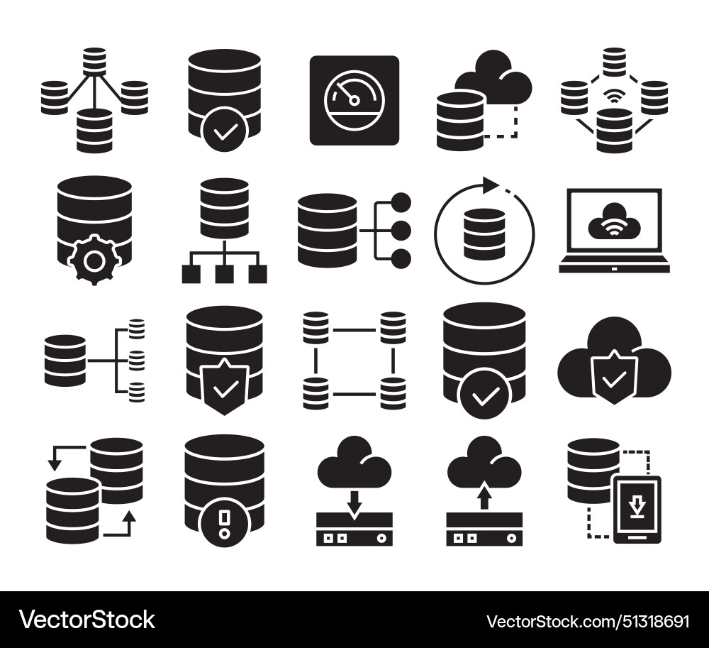Database and network icons Database and network icons vector image