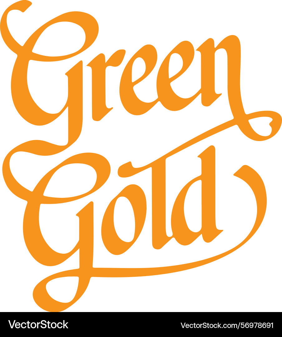 Green gold script font design Vector Image