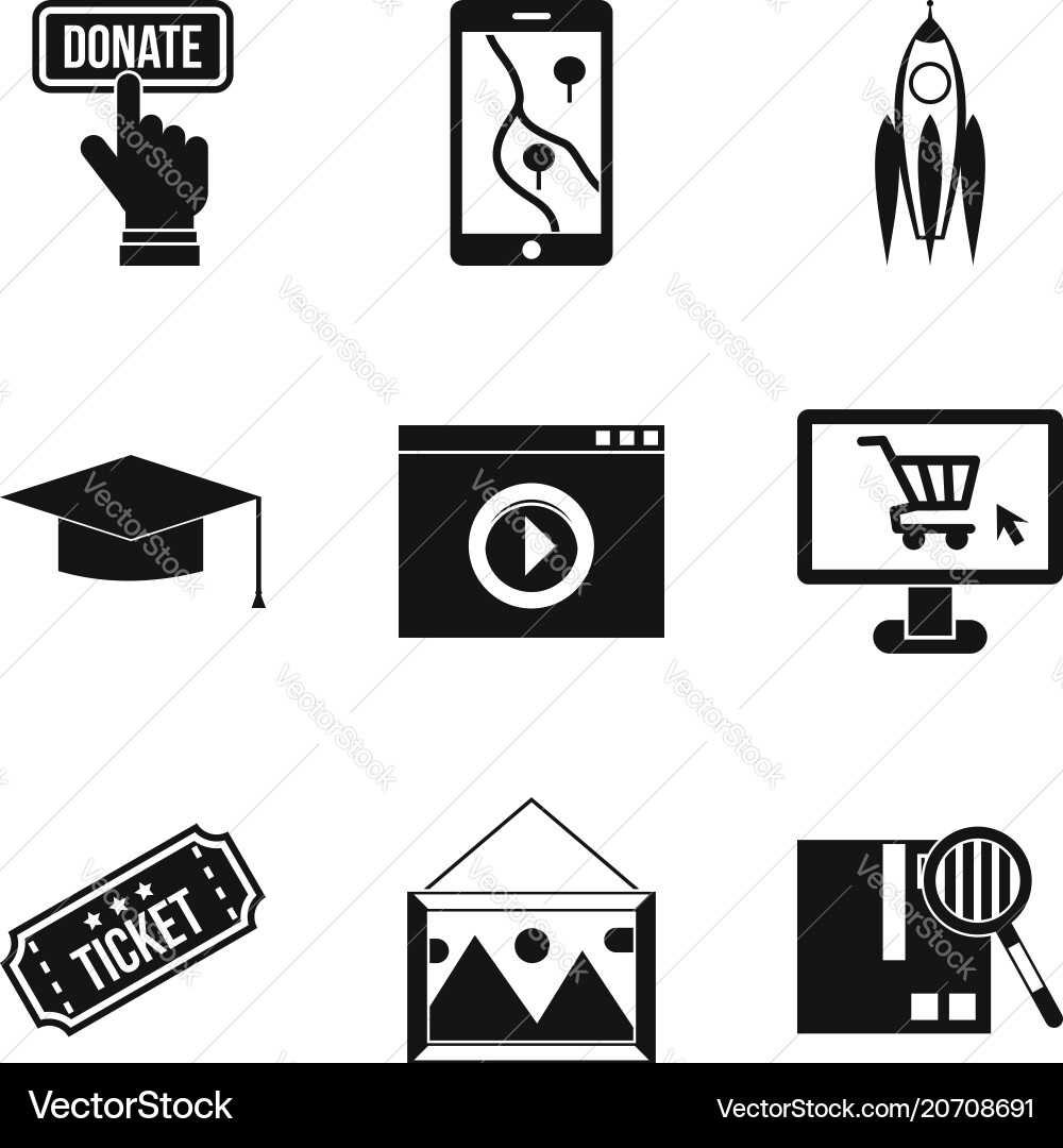 Network resources icons set simple style Network resources icons set simple style Vector Image