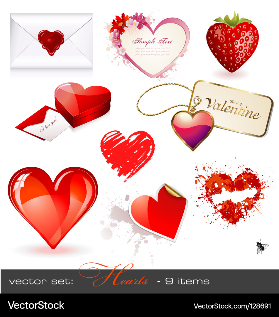 Romantic Hearts Set vector image