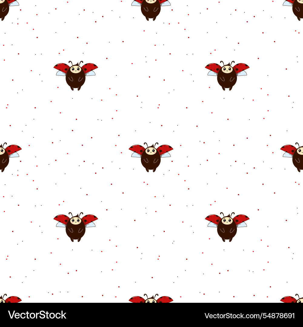 Seamless pattern with ladybug on white background Seamless pattern with ladybug on white background Vector Image