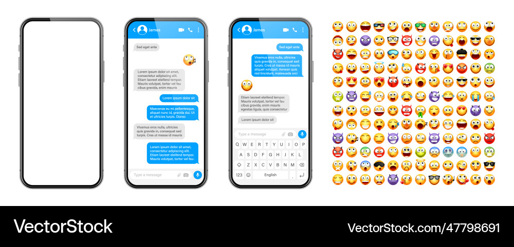 Smartphone messaging app user interface design Smartphone messaging app user interface design Vector Image