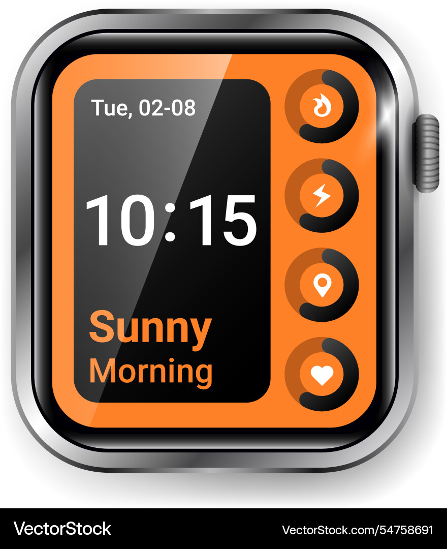 Smartwatch ui displaying time weather forecast Vector Image