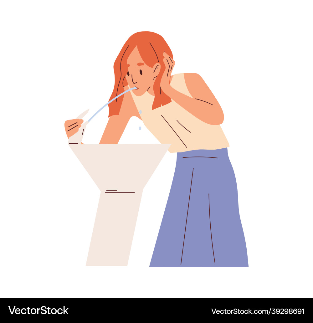 Thirsty person drinking cool clean water from Thirsty person drinking cool clean water from vector image