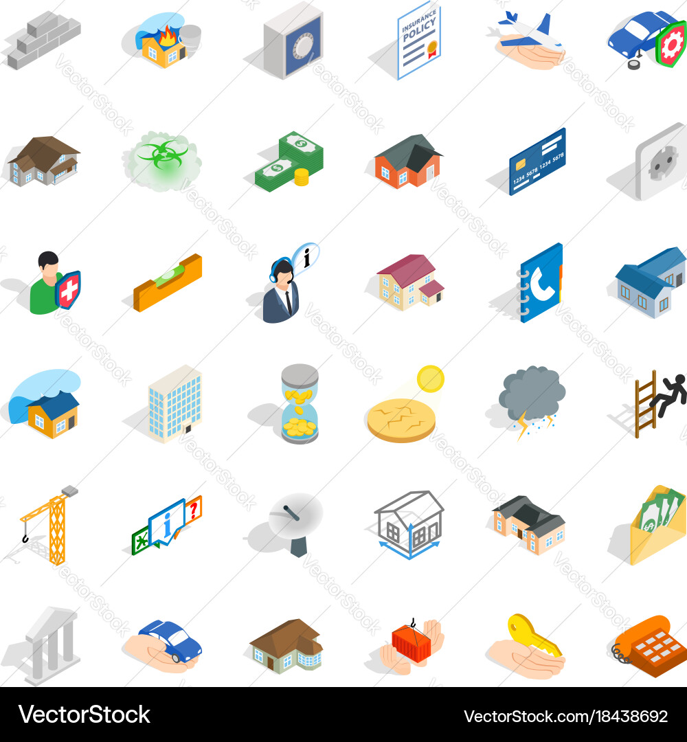 Building icons set isometric style Vector Image