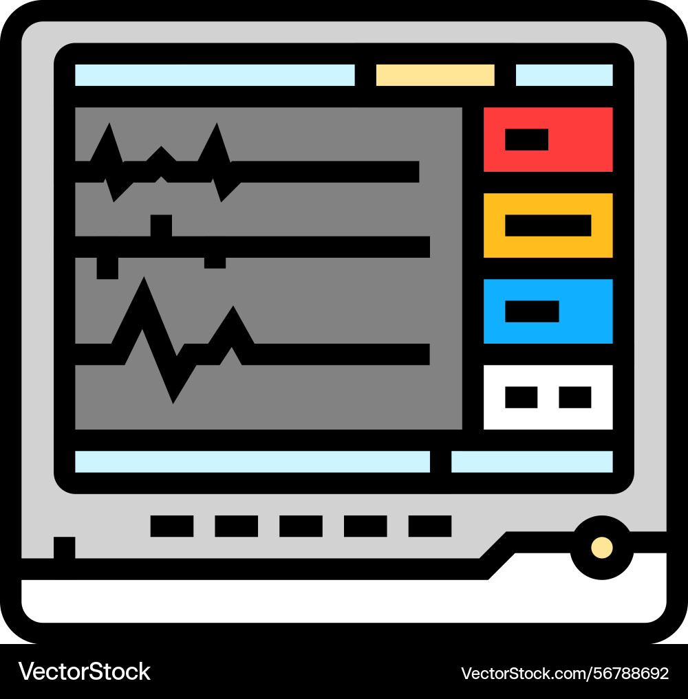 Flat heart monitor line mortality color icon Vector Image