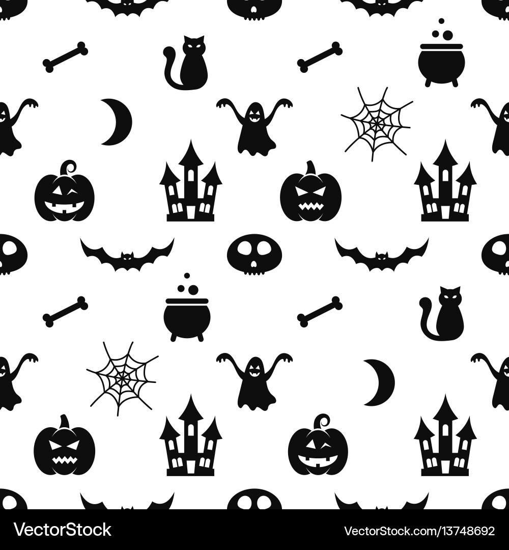 Halloween Seamless Pattern with Icons vector image