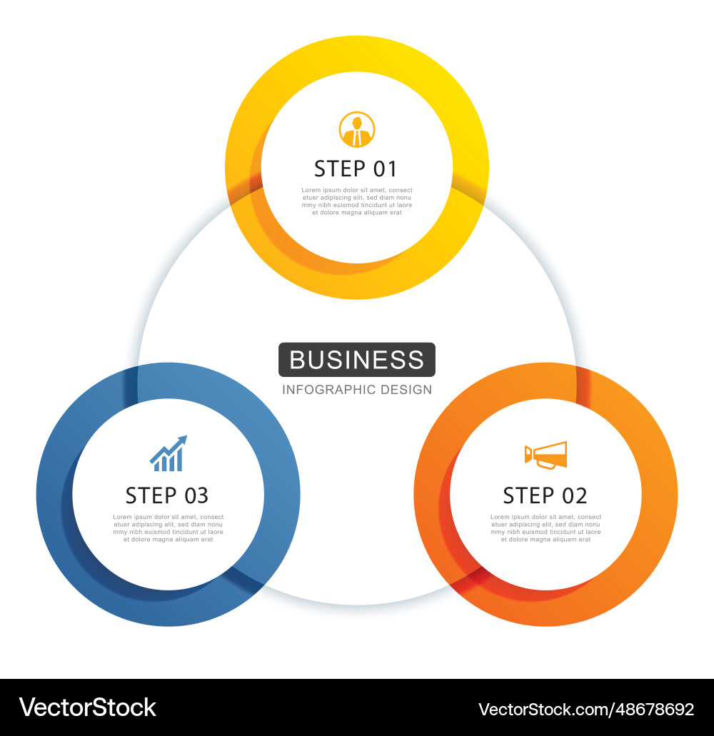 Infographics circle timeline with 3 number data vector image