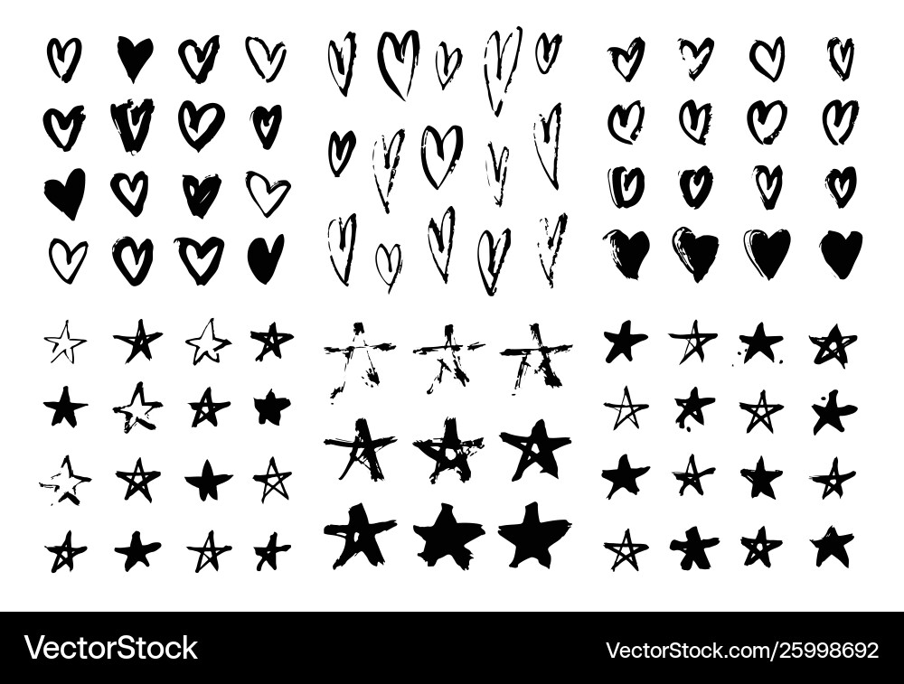 Set hand drawn pattern with black paint object Set hand drawn pattern with black paint object vector image