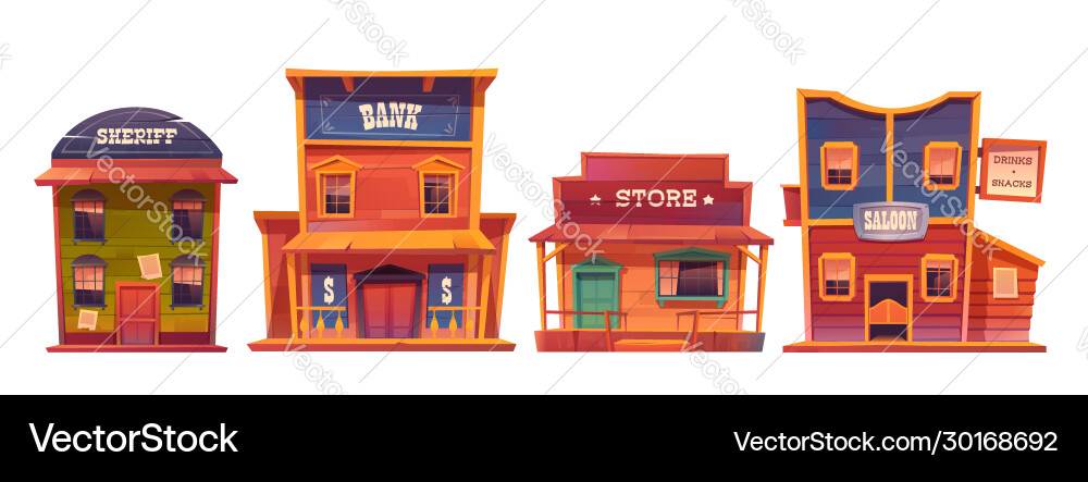 Wild West Gebäude setzen Cowboy-Stil Design Wild West Gebäude setzen Cowboy-Stil Design vektorbild